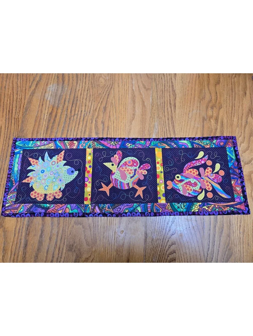 Vtg Handmade Quilted Table Runner Hot Plate Mat 26